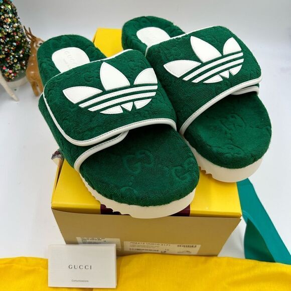 Men’s Gucci X Adidas, slide sandals size 10 made in Italy - Picture 2 of 10
